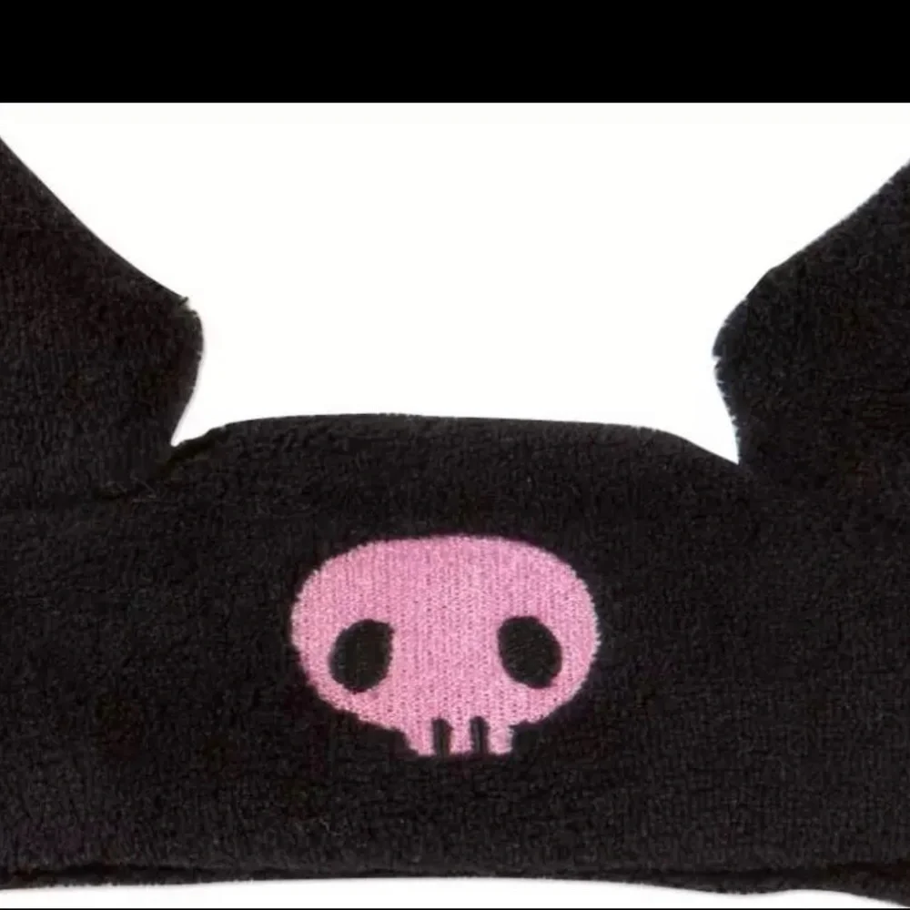 Kuromi Plush Spa Headband Hair Wrap Black Pink NWT
